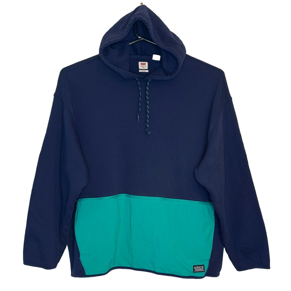 Levis Utility Pullover Anorak Hoodie Mens XXL Navy Teal Casual Outdoor Travel